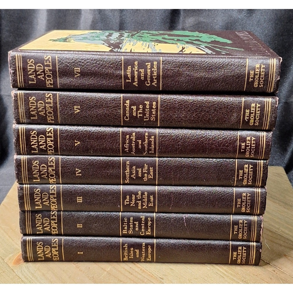 Lands and Peoples 1955 Grolier Society Vintage 7 Volume Book Set World History